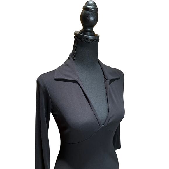 Banana Republic V-Neck, Bodycon, Collar Black Dress, Size XS, EUC - Picture 3 of 5